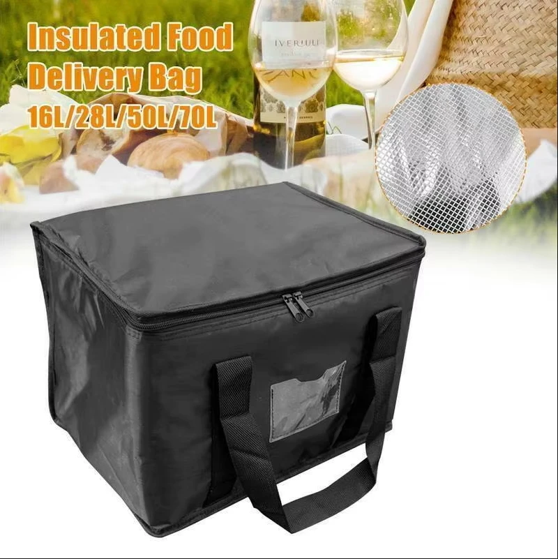 Fiambrera port&aacute;til con aislamiento para coche, bolsa de hielo plegable con cremallera para Picnic, Camping, bolsa de aluminio