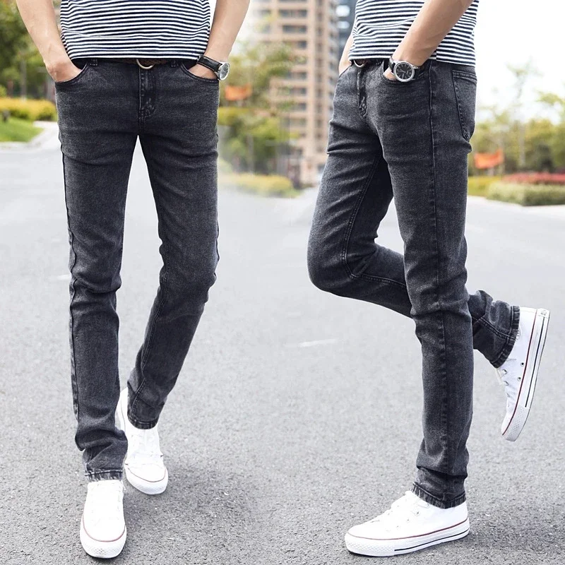 

Men's Skinny Gray Sky blue Denim Jeans New Fashion Men Pencil Pants Slim Jeans Men Skinny Long Jeans