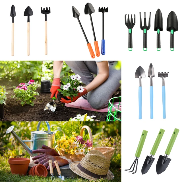 1Set 3Pcs/4Pcs Gardening Hand Tool Mini Spade Shovel Rake Harrow Yard Flower Planting Cultivation Weeding Transplanting Digging