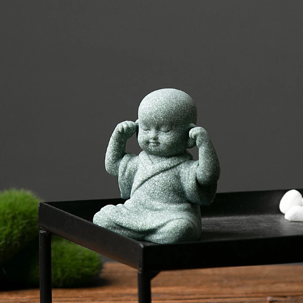 Small Wise Monk Figurines Buddha Resin Crafts Desk Miniatures Statues Ornaments Monk Home-Garden Bonsai Landscaping Decoration