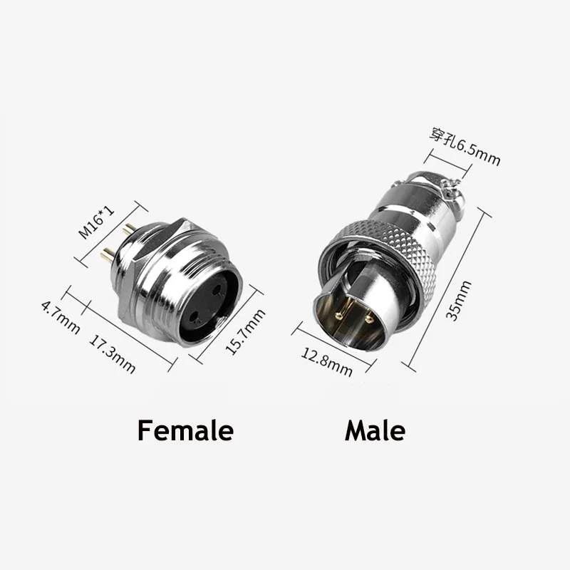 Sourcing Map Luftfahrt-Stecker GX16-6, 6-Pin, 16 Mm – 5 Stück Set Für Elektronik & Industrie