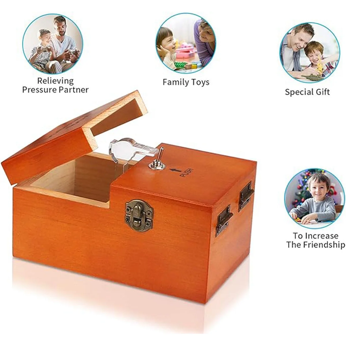 A Useless Box with Surprises Wooden Useless Box Fully Assembled Toy for Adults and Children Dark Wood Color 6