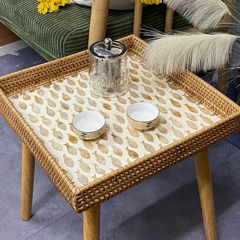 Hexagon Shape Rattan Serving Tray, Coffee Table Home Decorative