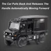 1:28 Benz Unimog Motorhome Toy Car Model Alloy Diecast Sound Light Pull Back Doors Opened Toys Vehicles Children Birthday Gifts 4