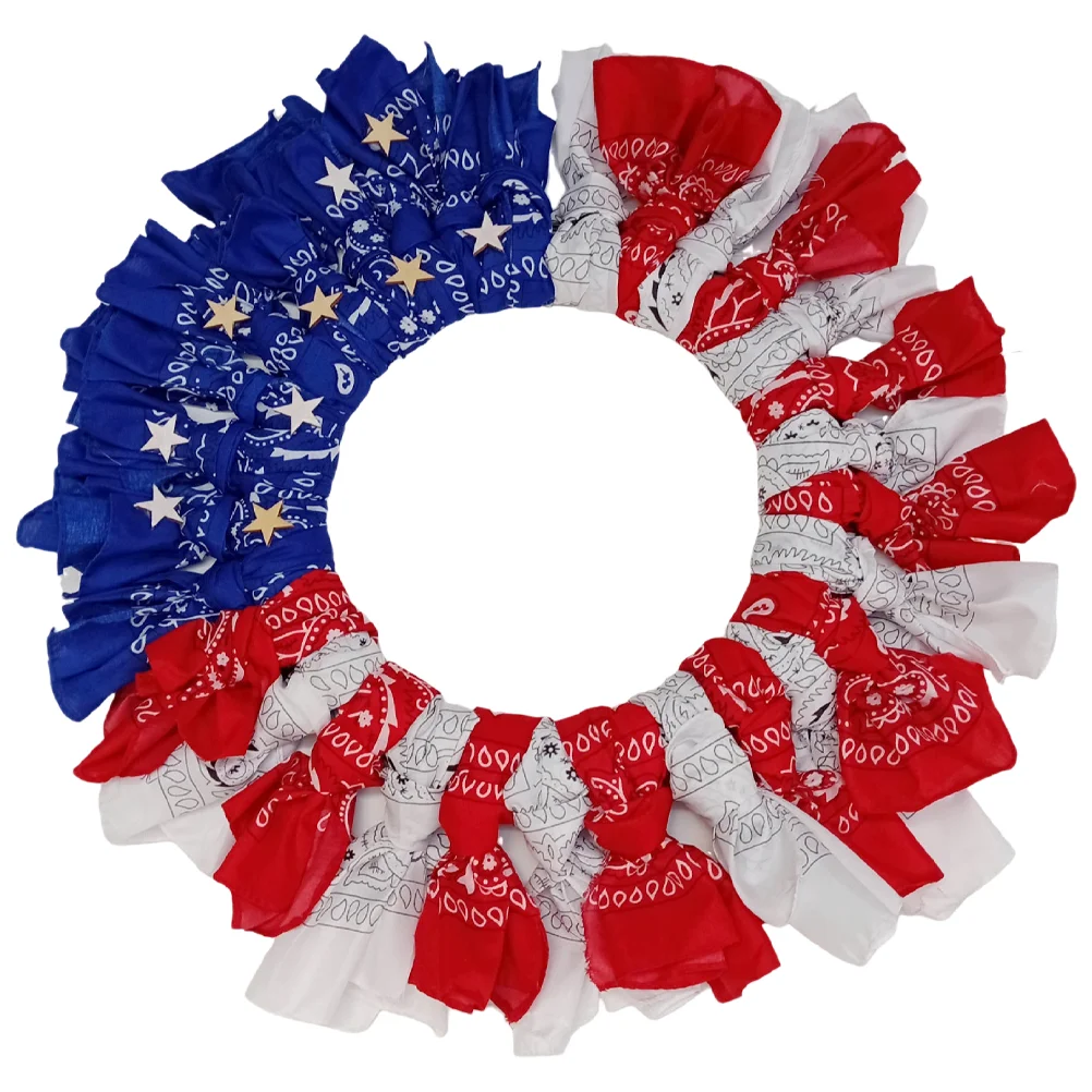 Wall Hanging Independence Day Wreath American Decor Wrought Iron Patriotic Decorations