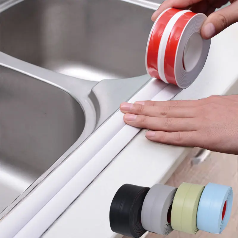 Bathroom-Shower-Sink-Bath-Sealing-Tape-Strip-White-PVC-Self-Adhesive ...