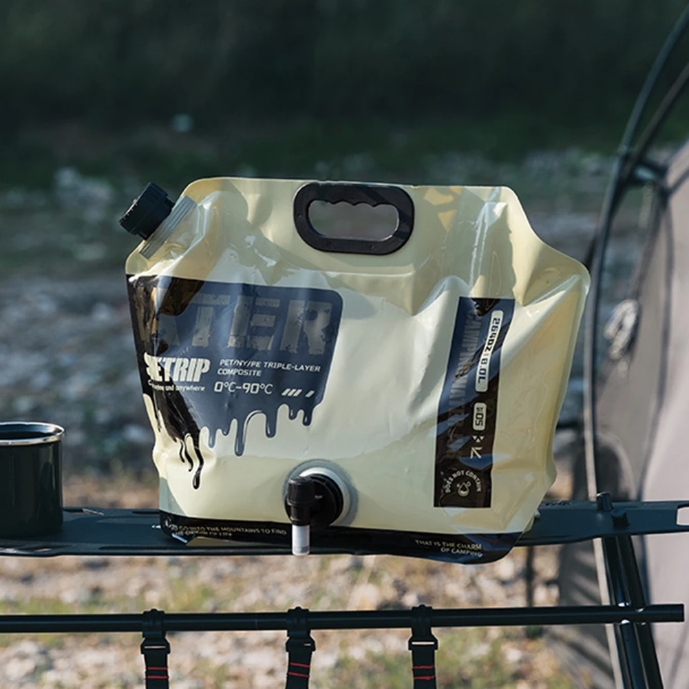 8L Folding Water Bucket Multipurpose Collapsible Pouch No Leakage Water Carrier Bag with Faucet for Hiking Picnic