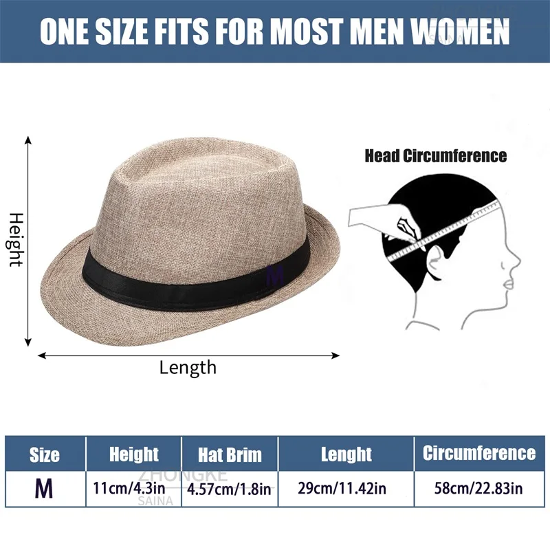 Straw Hat Wedding Straw Fedora Party Hats Summer for Men Women Short Brim Panama Cap Unisex Beach Sun Hat Costume Gift for Guest