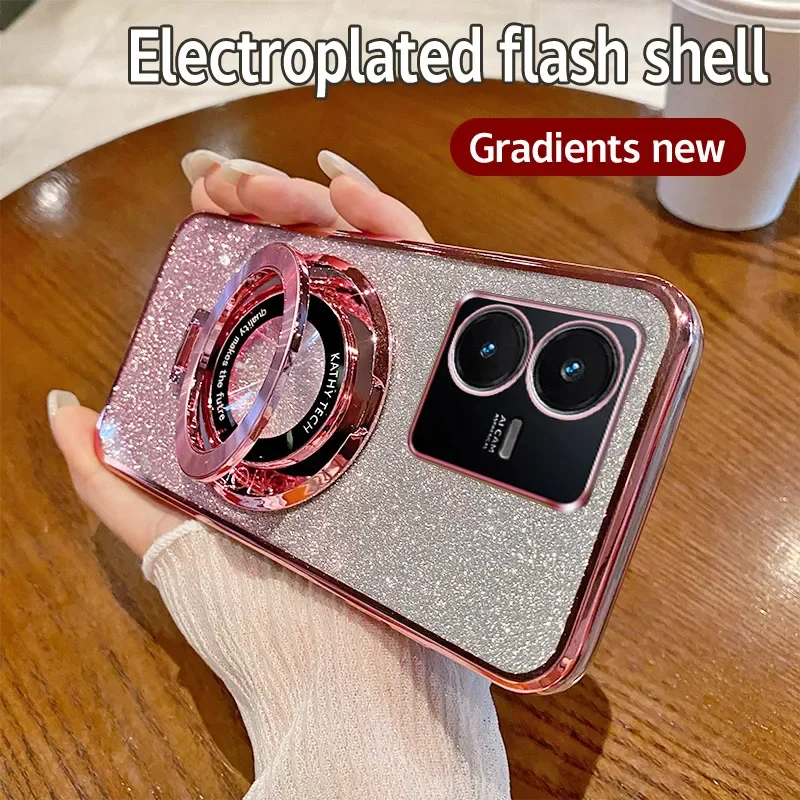 Electroplating Soft Glitter TPU Phone Case with Magnetic Bracket