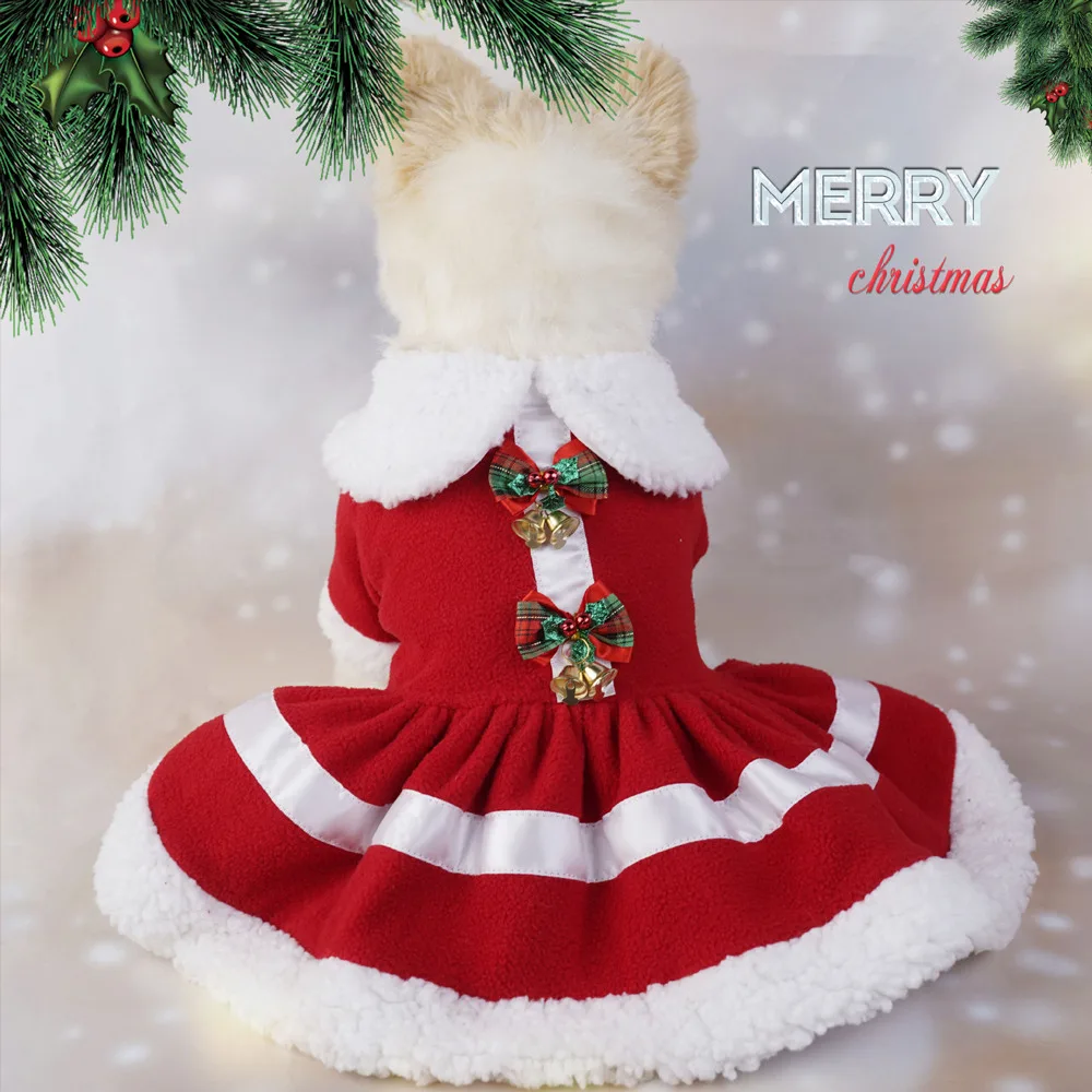 Pet Dress Christmas Dog Dresses For Small Dogs Clothes Winter Warm Skirt Christmas Cosplay Cat Pet Dog Dress Fancy Princess Puppy Dress Pet Dog Clothes