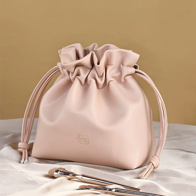 Women's Portable Travel Wash Bag Female PU Leather Waterproof Makeup Storage Pouch Drawstring Cosmetic Organizer Beauty Case 3