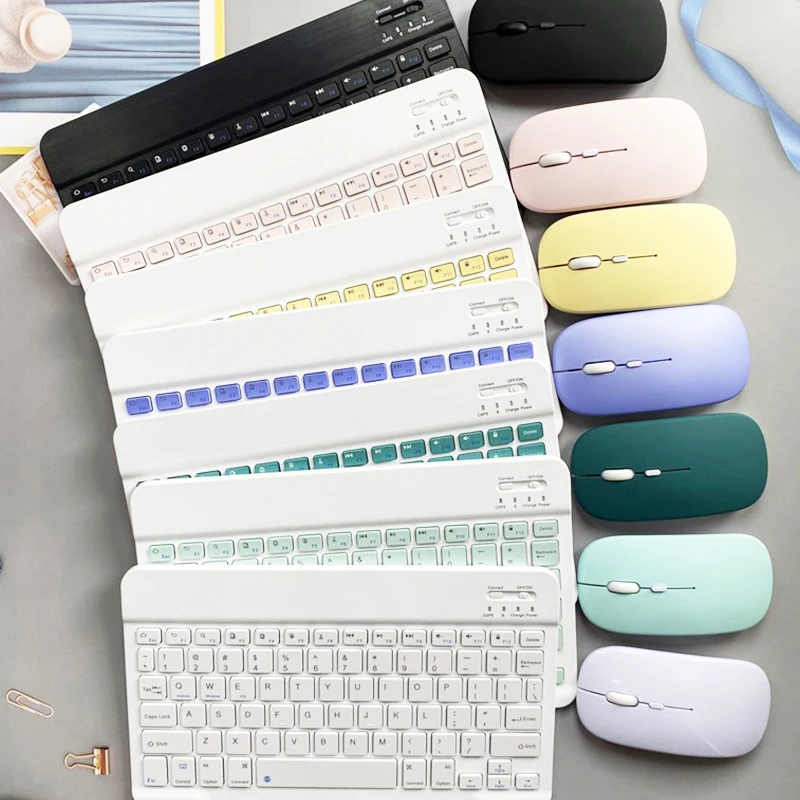 Teclado sem Fio Recarregável com Mouse 10 Ipad Pro 11 Air 5th 6th 8th Xiaomi Huawei Samsung
