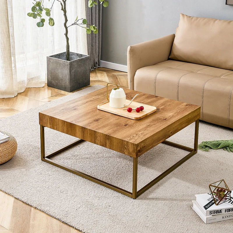 Modern rectangular coffee table, dining table. MDF desktop with metal legs. Suitable for restaurants and living rooms.