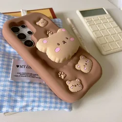 Adorable Cartoon Bear Phone Holder Case - Galaxy A07 (Bear - Brown)