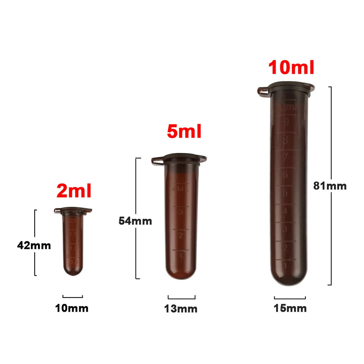 20Pcs 2/5/10ml Centrifuge Tube Protect from Light Test Tube With Scale Sample Vial Container Snap Cap Sealing Laboratory Supplies