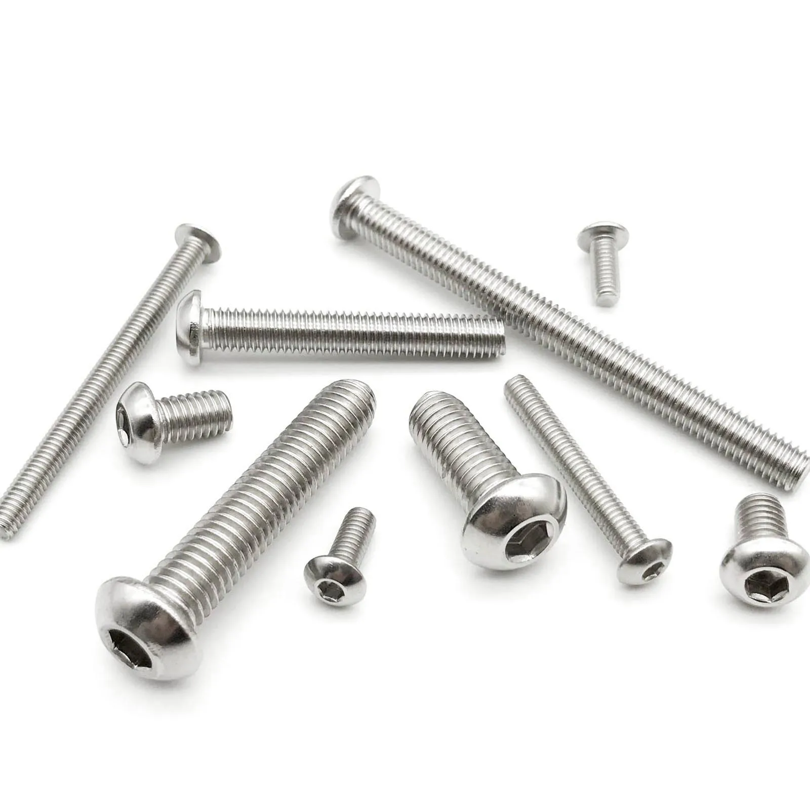 Stainless Steel Screws 5/10/50pcs M1.6-M8 A2-70 304 Stainless Steel ISO7380 Button Head Hex