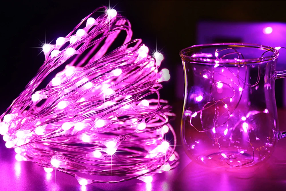 1m 2m 4m Battery Power LED String Fairy Light Warm Red Green Blue with On Off Switch for Wedding Garden Party Christmas Decor