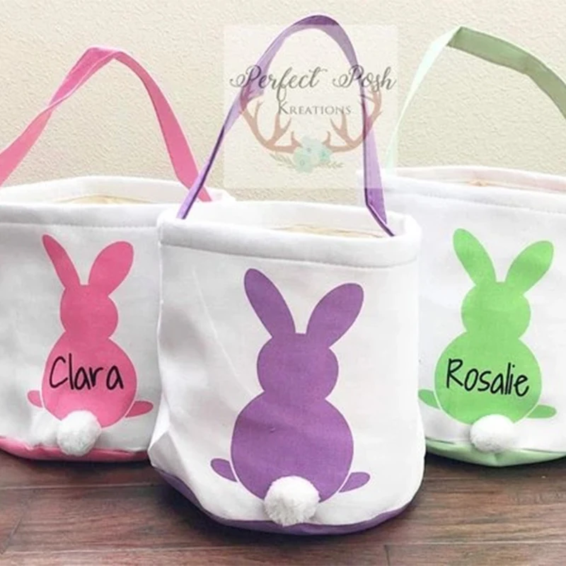 Wholesale 100pcs/lot Personalized Easter Baskets Easter Bunny Bag Burlap Easter Basket 18 Styles