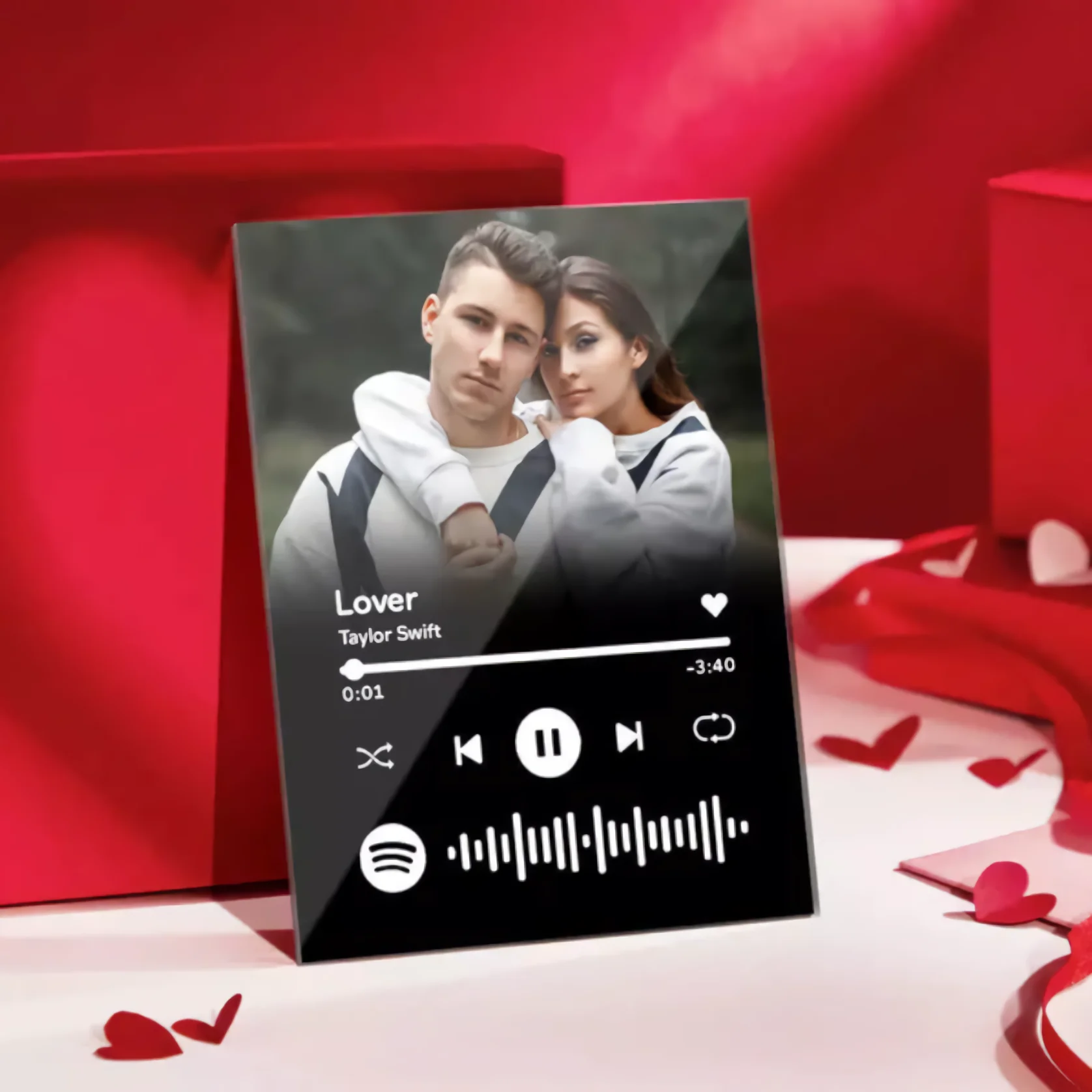  Placa personalizada de Spotify, Canción acrílica personalizada  con cubierta de álbum de fotos, Luz nocturna LED grabada con imagen