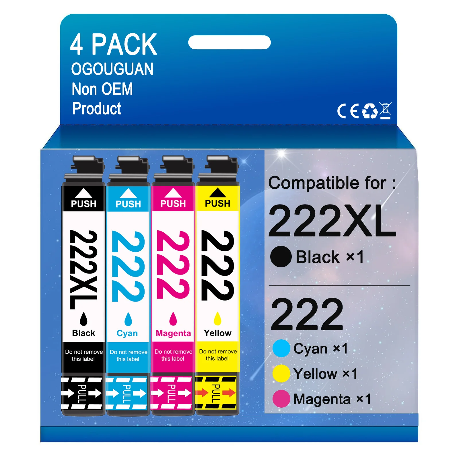 

Color Inkjet 222XL T222XL T222 222 XL Compatible Ink Cartridge for Epson XP-5200 WF-2960 Printer