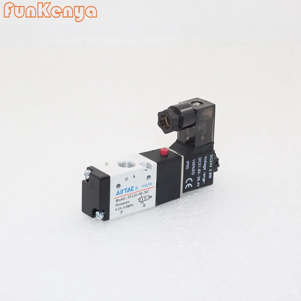 

Электромагнитный клапан 3V110-06-NC, 24 В постоянного тока, двухпозиционный пятинаправленный клапан, пневматический регулирующий клапан, катушка 24 В