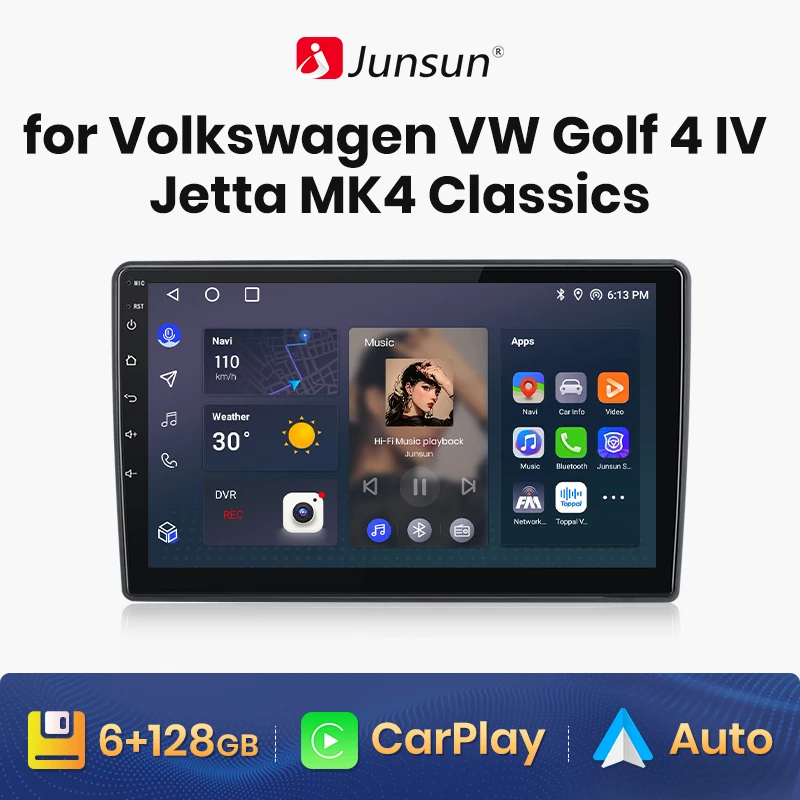 Junsun V1 Wireless CarPlay Android Auto Radio For Volkswagen VW Golf 4 IV Jetta MK4 Classics Car Multimedia GPS 2din autoradio 1