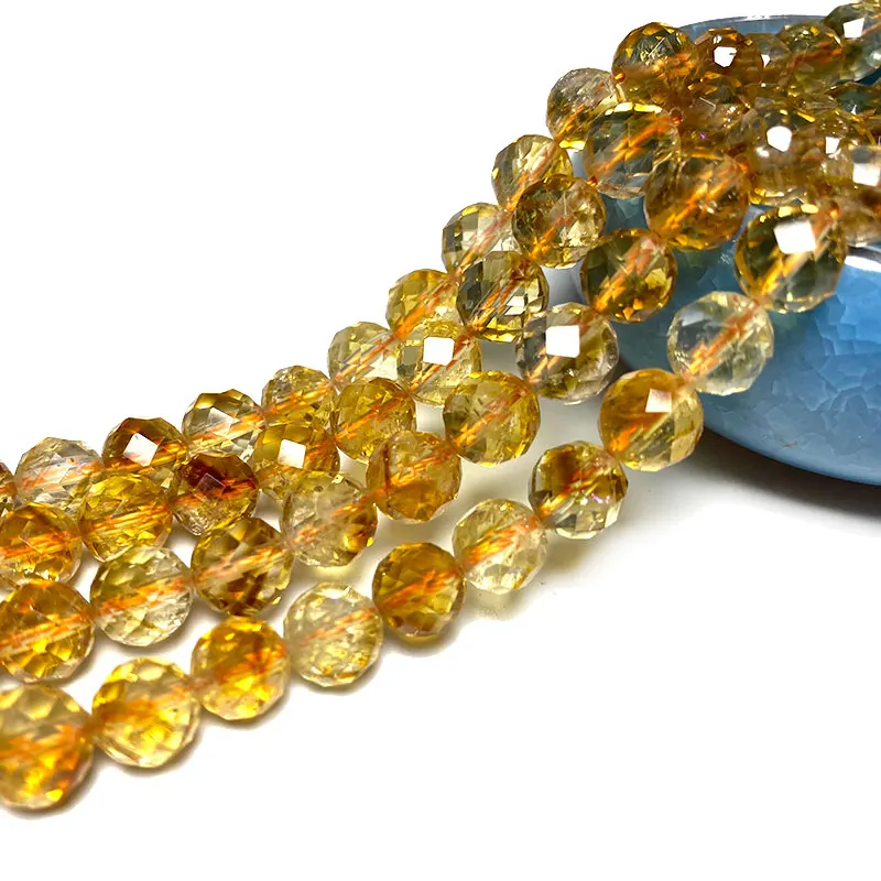 Fine 100% Natural Stone Faceted Citrine Yellow Round Gemstone Spacer Beads For Jewelry Making  DIY Bracelet Necklace 6/8/10MM 4