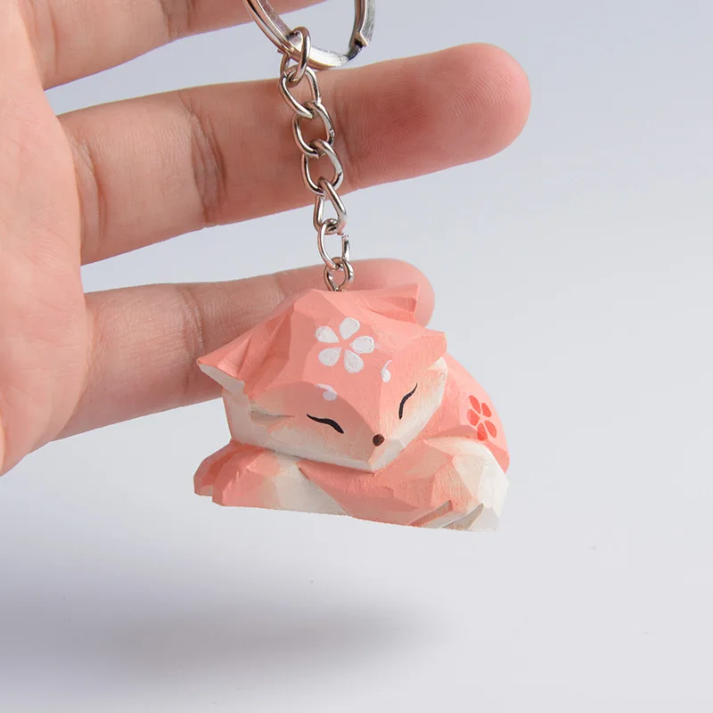 

Yae Miko Wooden Fox Toys Cosplay Anime Baby Fox Doll Craft Keychains Kawaii Backpack Pendant Collection