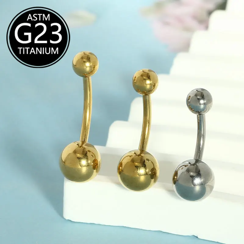 1pc 14G Length G23 Titanium Steel Ball Barbell Sexy Ball Belly Ring Navel Piercing Women Men Button Ring Body Jewelry