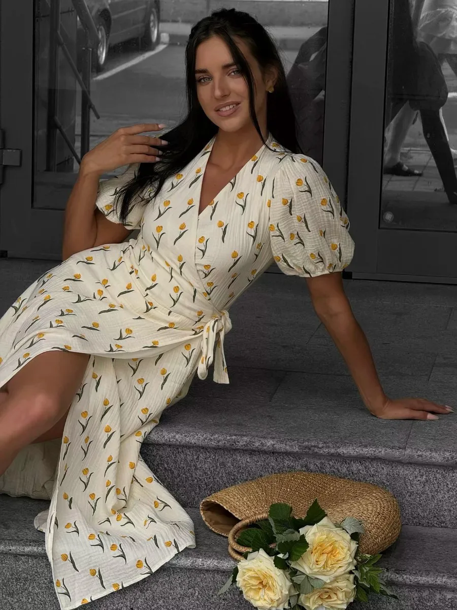 Women's Loose Fit Cotton Blend Maxi Dress with V-Neck & Short Sleeves S8cc253d5c51c4010b64d70b87ae2eff2P