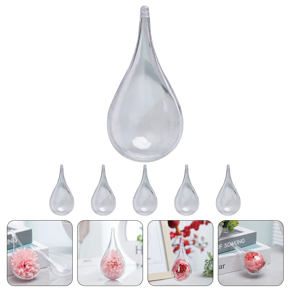 

6 Pcs Water Drop Decoration Clear Ornaments Stuffed Ball Party Favor Hanging Plastic Decorative Balls Wedding Candy Boxes