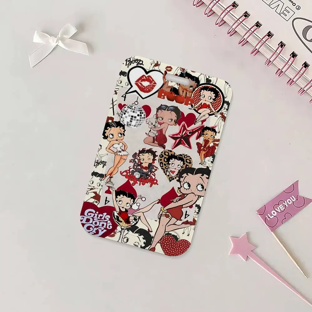 Niedlicher B-Bettys B-Boop Ausweiskartenhalter mit Lanyard für Kinder, Kreditkartenetui mit Halsband, Türkartenhalter, Ausweishülle, Geschenk – Detail 7