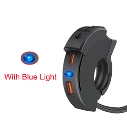 High - Power Waterproof Motorcycle Handlebar Phone Charger with Fast Charging Capability (With Blue Light)