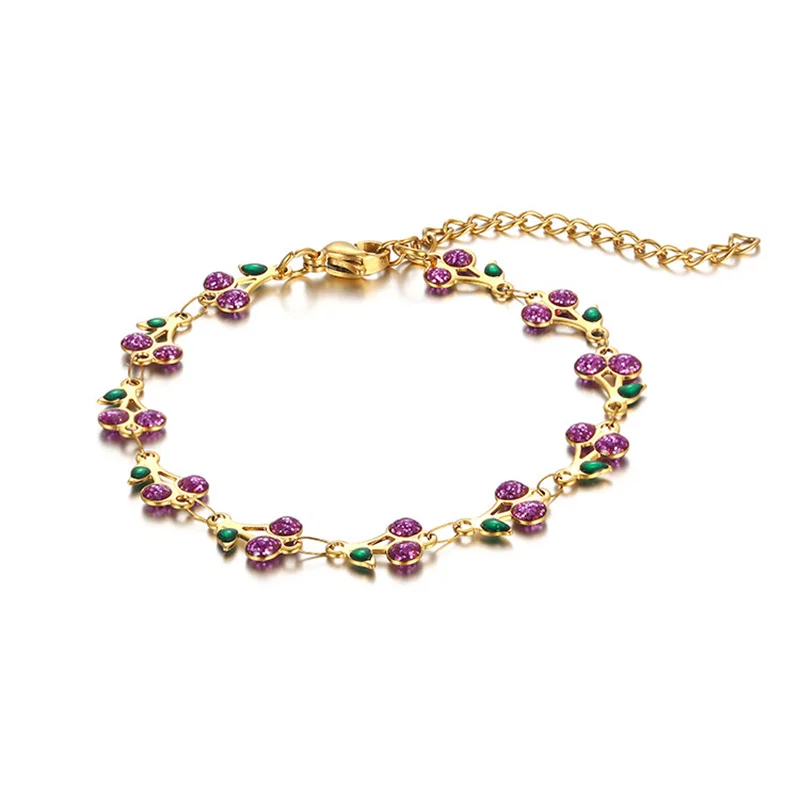 Charm Cherry Bracelet For Women Retro Bohemian Stainless Steel Bracelet For Men Party Holiday Fashion Jewelry Gift