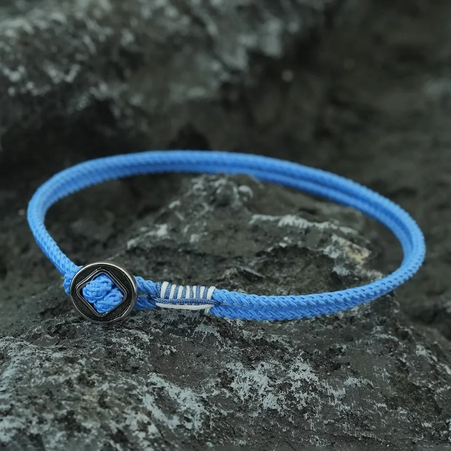 Silver Color Viking String Bracelet For Men