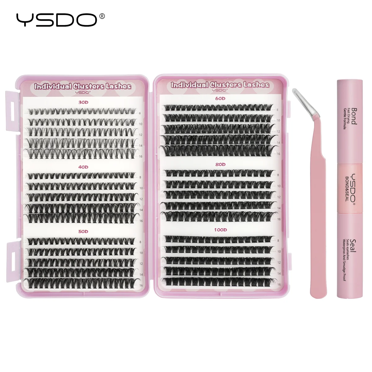 Thick Black Eyelash Clusters D Curl Lash Extension Kit