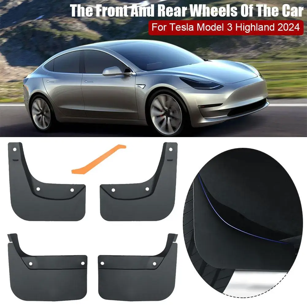 

For Tesla Model 3 Highland 2024 Wheel Mud Flaps Splash Guards MudFlaps Front Rear Fender New Upgrade TPE Mudguards Protector