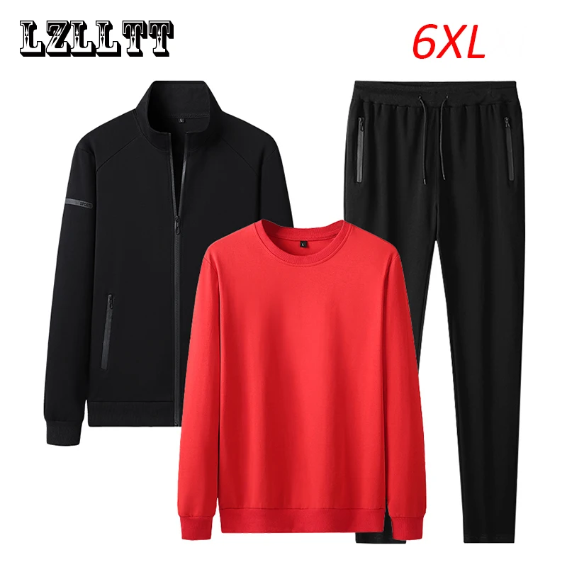 

Spring Autumn Men Casual Joggers Sport Suits Tracksuit Sets Mens 3 Pcs Sportswear Suits Jacket Sweatshirt Pants Running Sets 6XL
