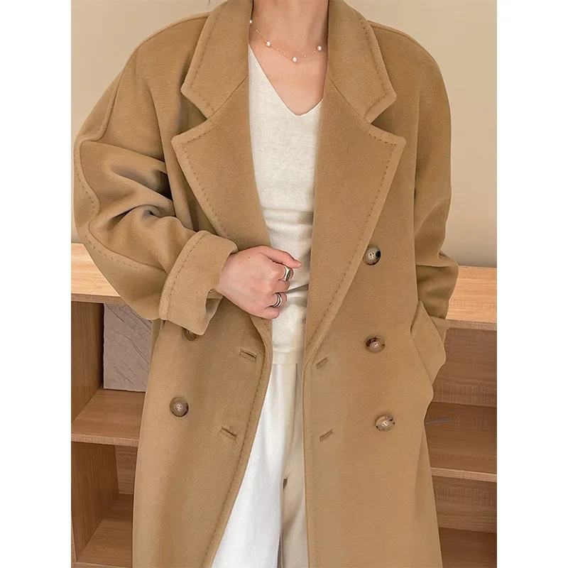 

101801 Classic Camel Cashmere Coat 101801 Autumn And Winter New Woolen Mid-length Wool Coat