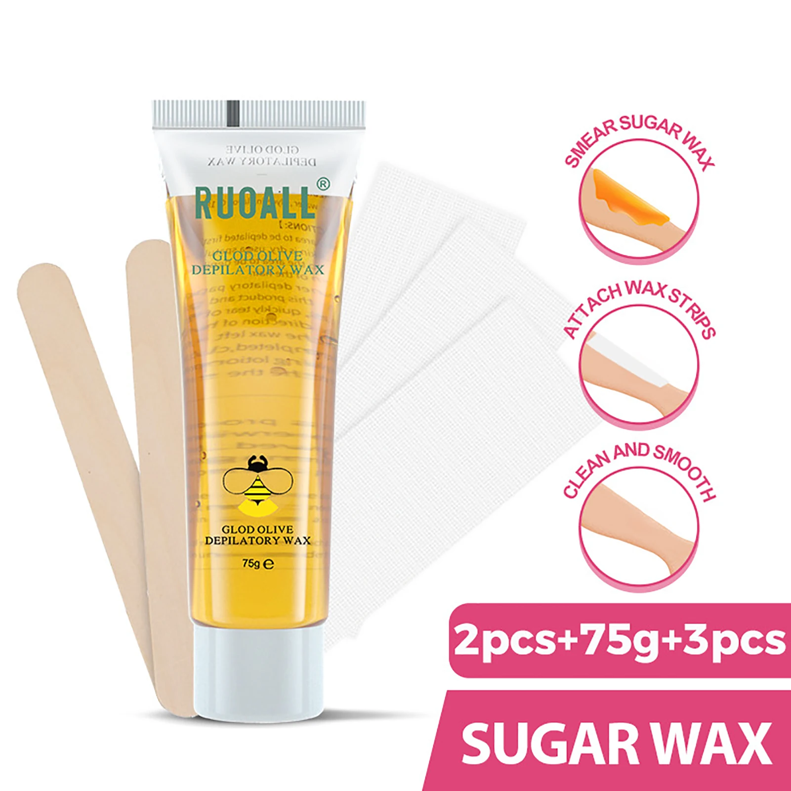 Sugar Wax Hair Remover Waxing Strips Body Hair Removal Sugar Waxing Kit for Women Hair Remover Wax Strip Kit Includes Sugar Wax