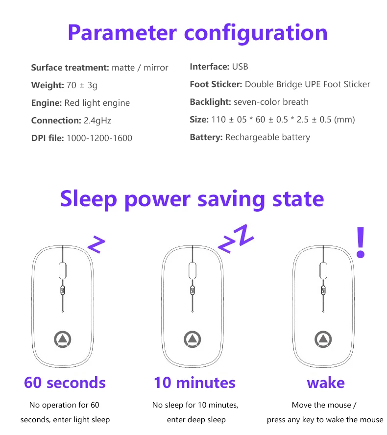 2.4Ghz Wireless Mouse RGB Rechargeable Mirco USB Charging Port Mouse Silent LED Backlit Gaming Mouse For Laptop PC Apple Host