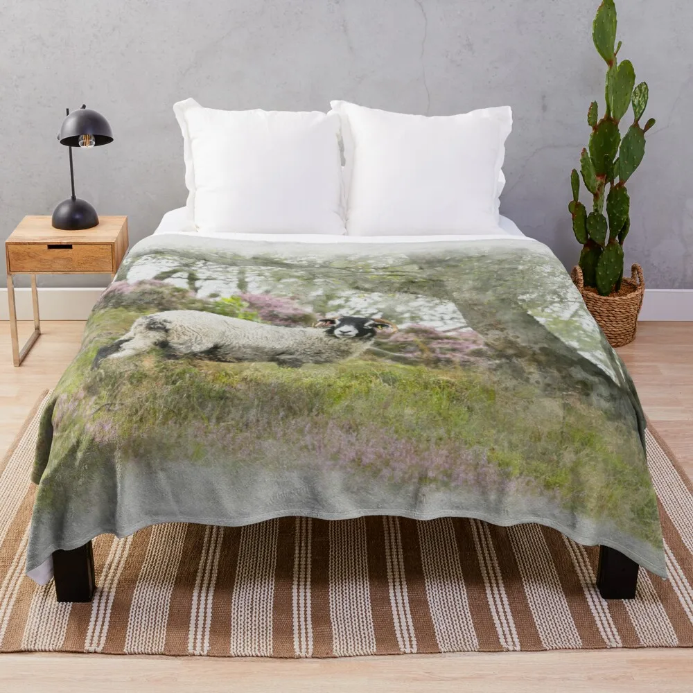 

Swaledale Sheep on Stanton Moor Watercolour Photograph Throw Blanket picnic blanket blankets for baby