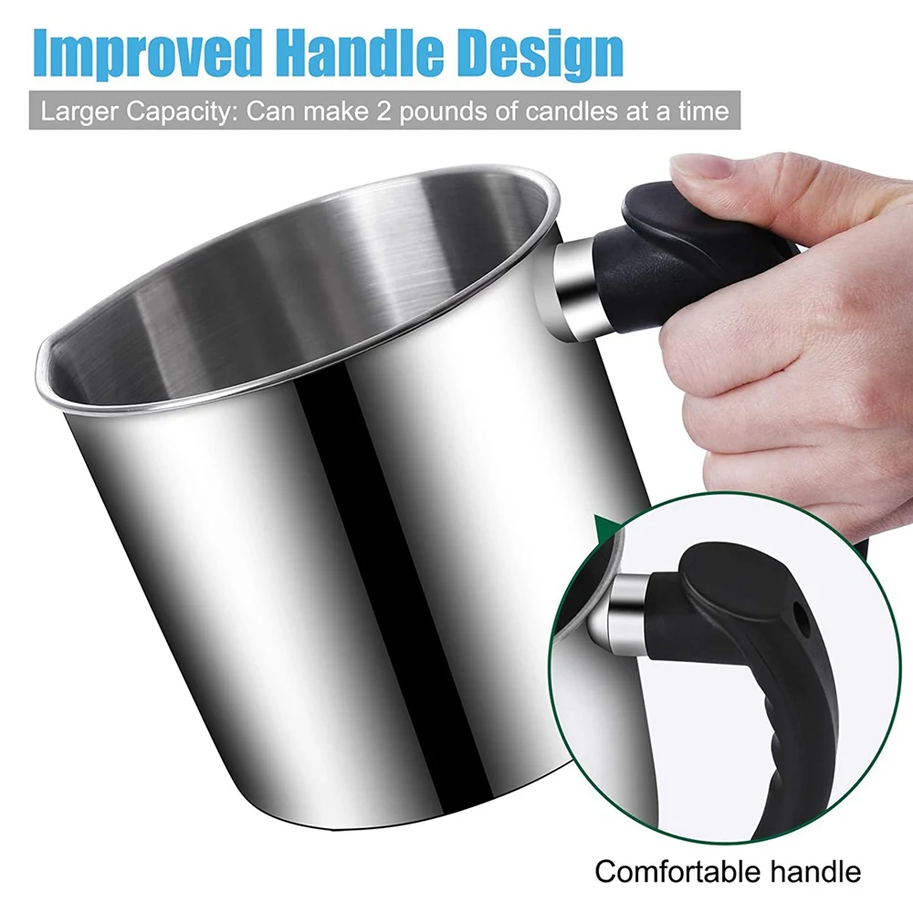 Candle Making Pouring Pot 44 Oz Double Boiler Wax Melting Pot Candle Making Pitcher Heat-Resistant Handle