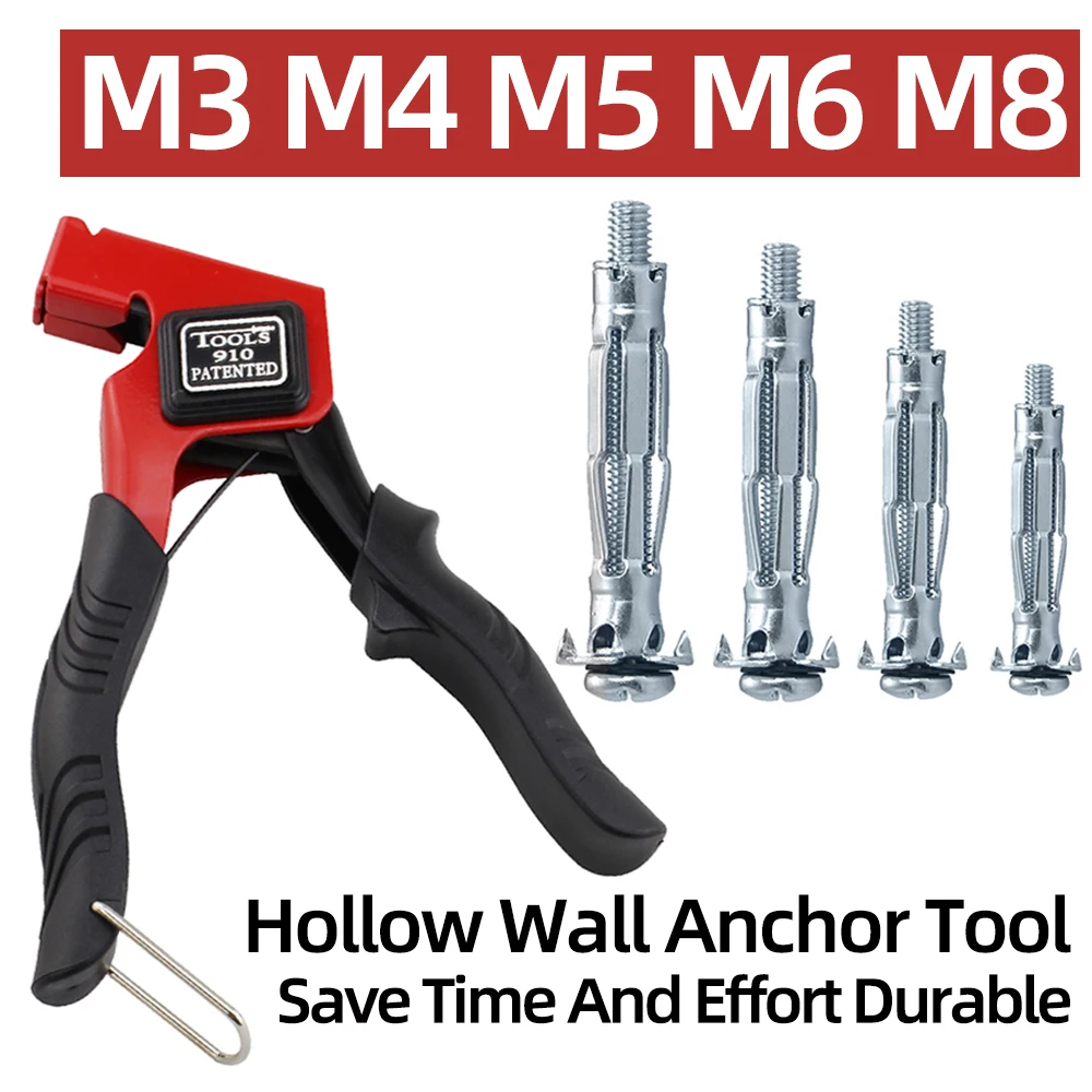 Hollow Drive Wall Anchors Gun Gecko Tool M3 M4 M5 M6 M8 Gypsum Board Fixing Heavy Duty Metal Setting Bolt Screws Kit Hand Tool