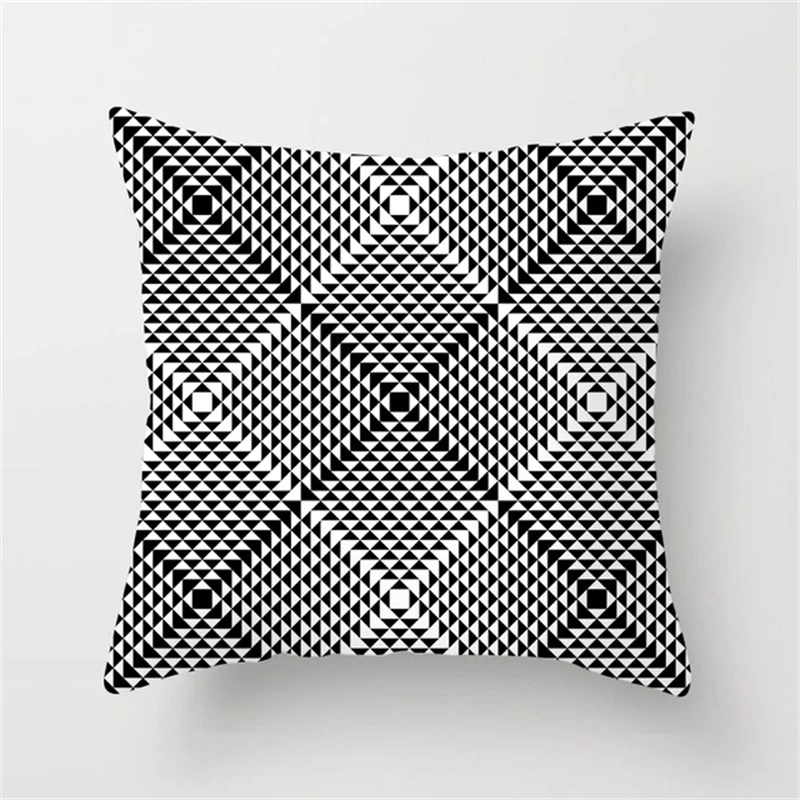 2022 Black White Geometric Creative Print Cushion Cover Sofa Decoration Pillow Cover Comfortable Simple INS Home Decor 45x45CM