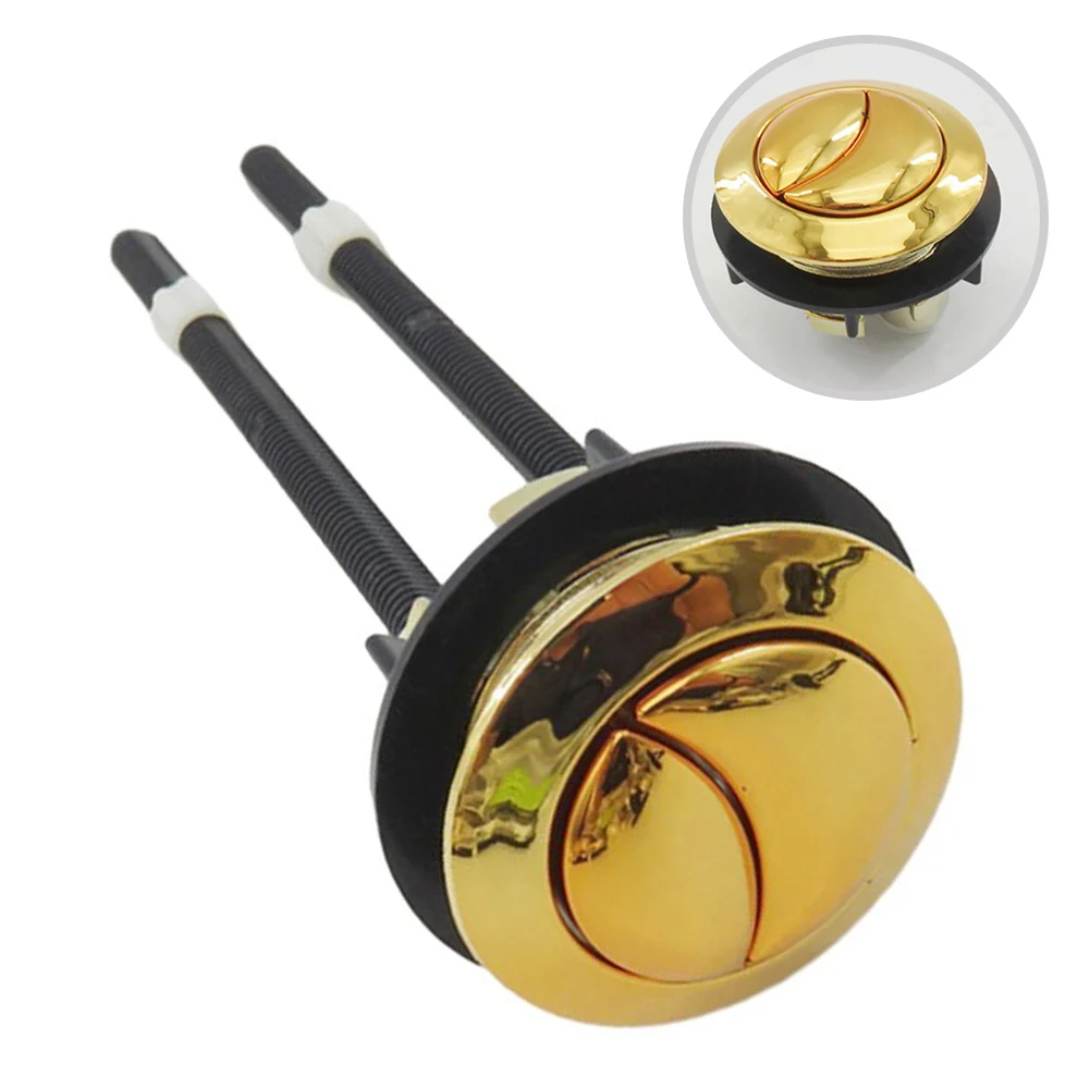 Golden Toilet Button Toilet Water Tank Flush Dual Push Button Double-push Flush Crescent Shape With 2 Rods toilet flush button