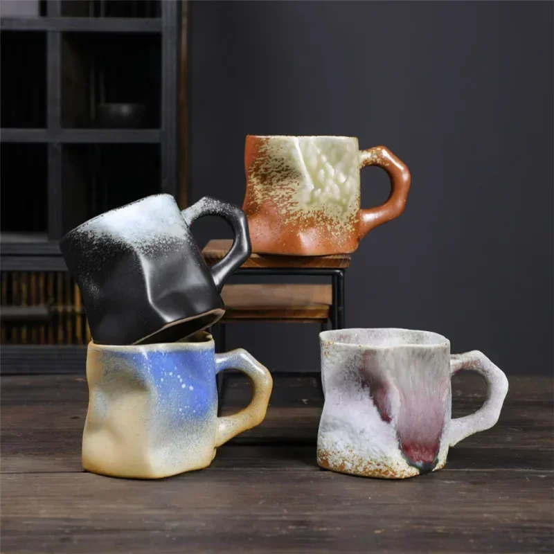 

Japanese Style Irregular Shape Mug Stylish Coarse Coffee Milk Tea Cup Chinese Quality Ceramic Craft