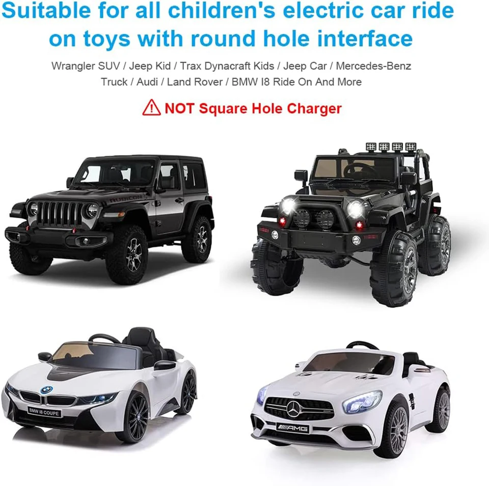 12V Kids Ride On Toys Car 12V Battery Charger For Kids SUV Kid Trax Dynacraft Truck Kidzone Bumper Tractor Motorcycle ATV Electric Mercedes Powered Wheel Charger
