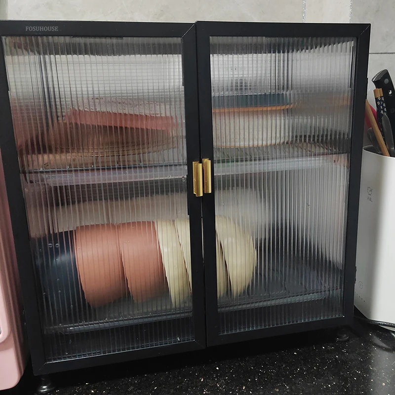 Modern Minimalist Kitchen Cabinets Home Small Dish Storage Cabinet Multi-functional Multi-layer Kitchen Cabinet with Drain Rack
