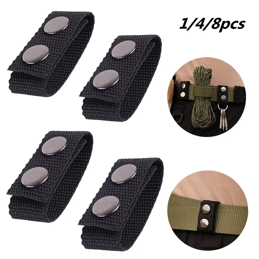 

1/4/8Pcs New Heavy Duty Belt Keeper Nylon Strap Double Snaps Black Belt Buckle Portable Durable For Outdoor Sports Accessories
